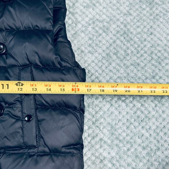 Vintage GAP Black Y2K Puffer Coat Fur Hood Cropped Babydoll 75% Down Warm - Picture 4 of 7